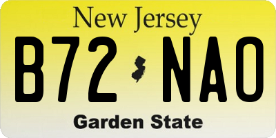 NJ license plate B72NAO