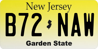 NJ license plate B72NAW