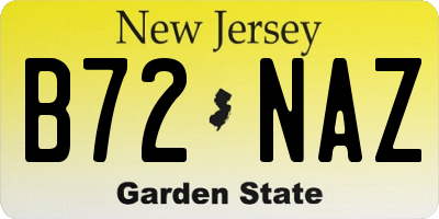 NJ license plate B72NAZ