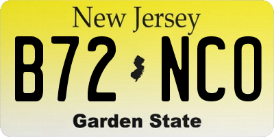 NJ license plate B72NCO