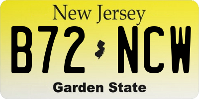 NJ license plate B72NCW