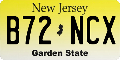 NJ license plate B72NCX