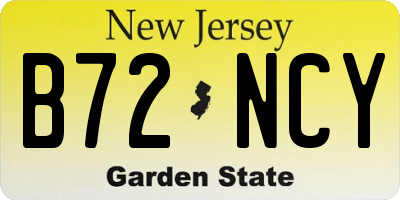 NJ license plate B72NCY