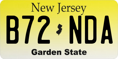 NJ license plate B72NDA