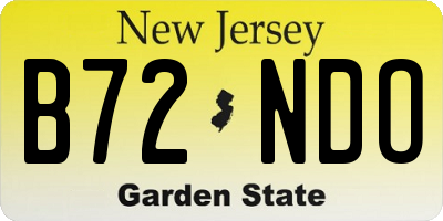 NJ license plate B72NDO