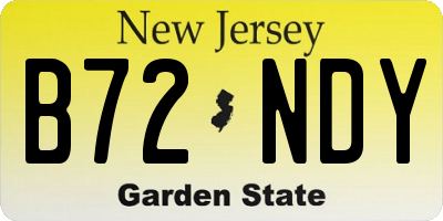 NJ license plate B72NDY