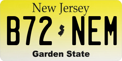 NJ license plate B72NEM