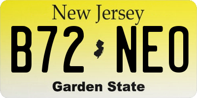 NJ license plate B72NEO