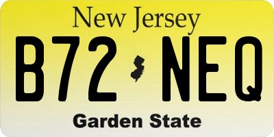 NJ license plate B72NEQ