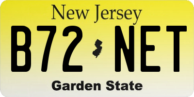 NJ license plate B72NET