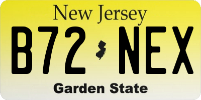 NJ license plate B72NEX