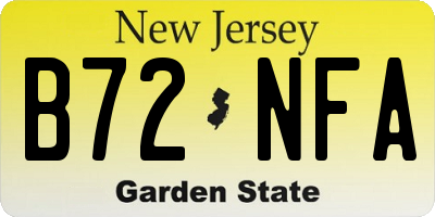 NJ license plate B72NFA