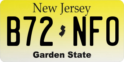 NJ license plate B72NFO
