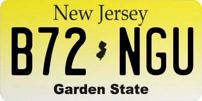 NJ license plate B72NGU