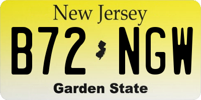 NJ license plate B72NGW