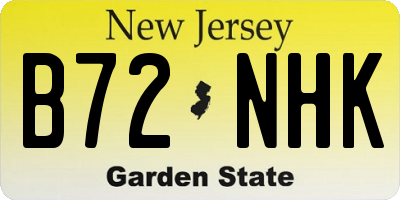 NJ license plate B72NHK
