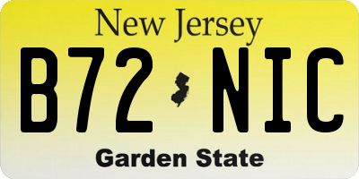 NJ license plate B72NIC