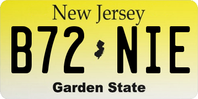 NJ license plate B72NIE