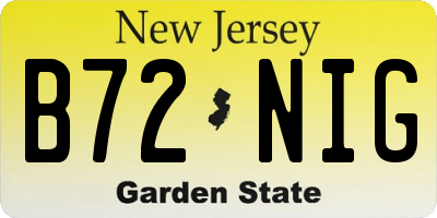 NJ license plate B72NIG
