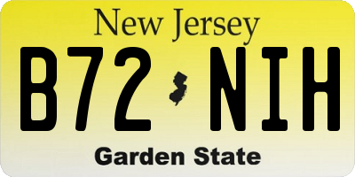 NJ license plate B72NIH
