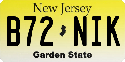 NJ license plate B72NIK