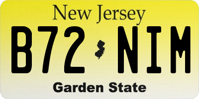 NJ license plate B72NIM