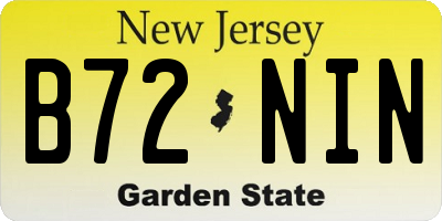 NJ license plate B72NIN