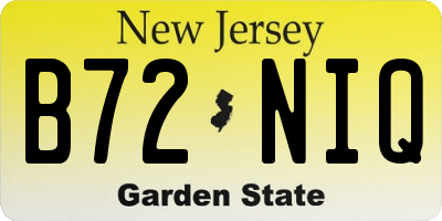 NJ license plate B72NIQ
