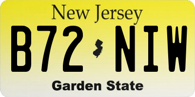 NJ license plate B72NIW