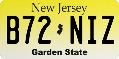 NJ license plate B72NIZ