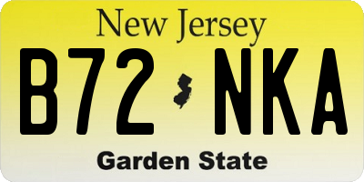 NJ license plate B72NKA