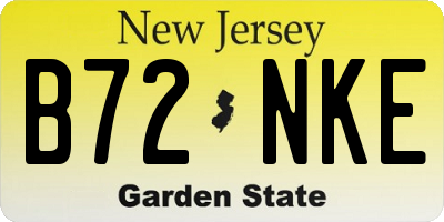 NJ license plate B72NKE