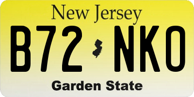 NJ license plate B72NKO