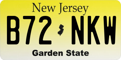 NJ license plate B72NKW