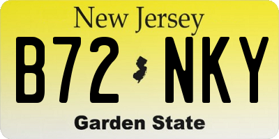 NJ license plate B72NKY