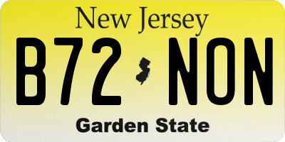 NJ license plate B72NON