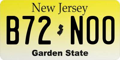 NJ license plate B72NOO