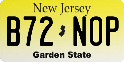 NJ license plate B72NOP