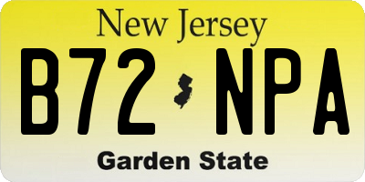 NJ license plate B72NPA