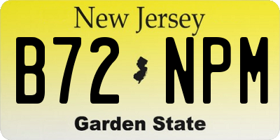 NJ license plate B72NPM