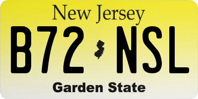 NJ license plate B72NSL