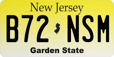 NJ license plate B72NSM