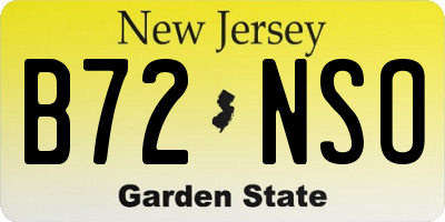 NJ license plate B72NSO