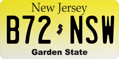 NJ license plate B72NSW