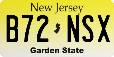 NJ license plate B72NSX