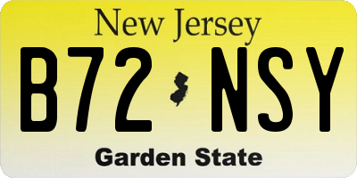 NJ license plate B72NSY