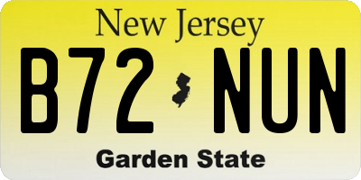 NJ license plate B72NUN