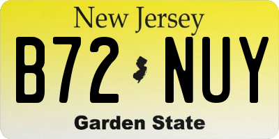 NJ license plate B72NUY