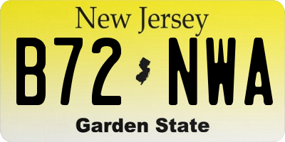 NJ license plate B72NWA