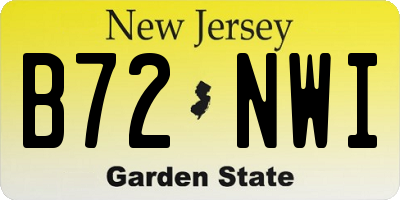 NJ license plate B72NWI